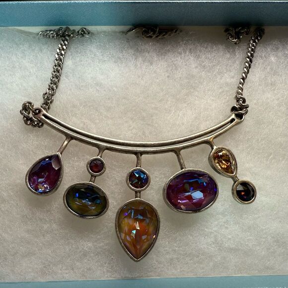 Touchstone Crystal by Swarovski Autumn Delite Necklace NIB Rhodium Plating - Picture 3 of 7